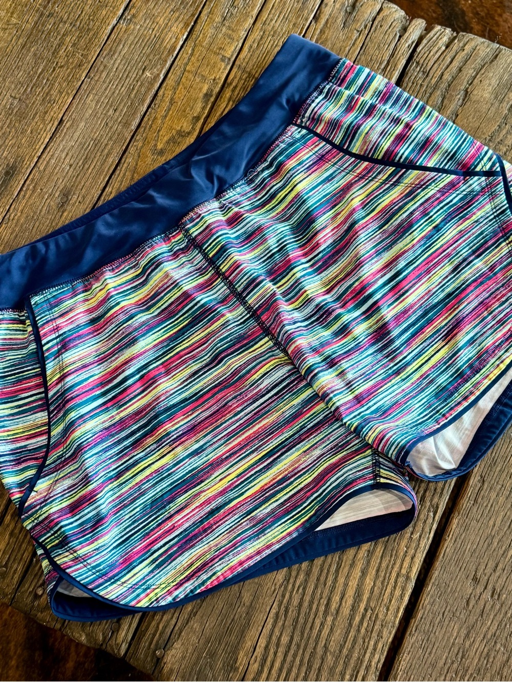 Lands End Striped Swim Shorts / Bottoms with Panty Liner Women’s Size 14P